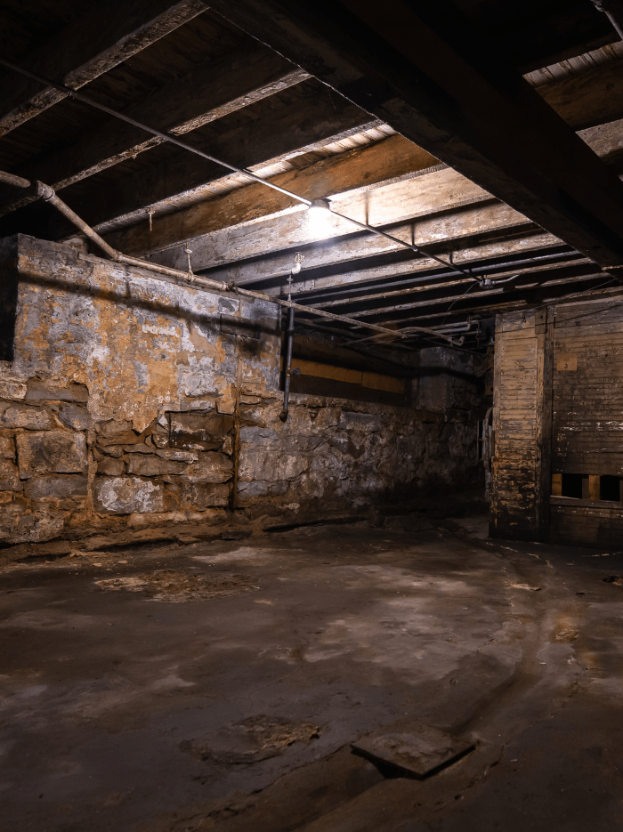 Basement demolition site in Melbourne with shoring in place